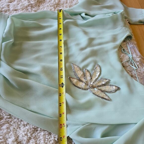 Monica Richards Mint Green Dress with Silver Embellishment Vtg size 5 - Picture 16 of 16